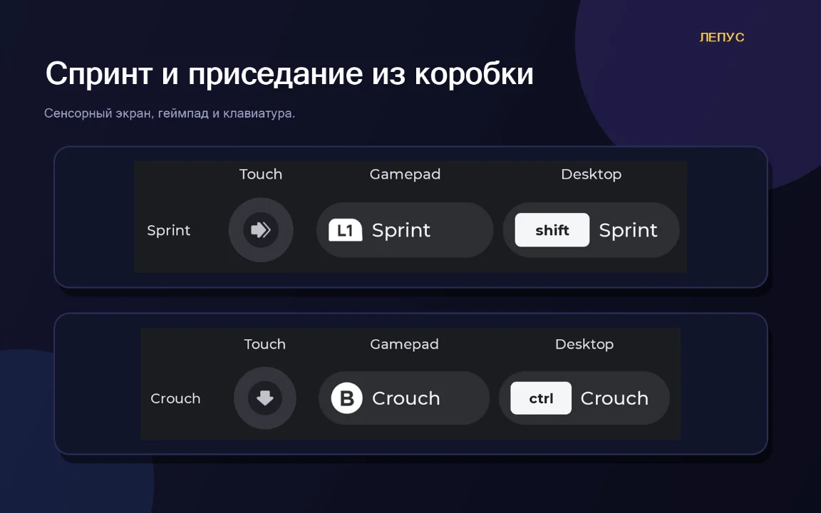Спринт и приседание в Roblox Studio для разных устройств