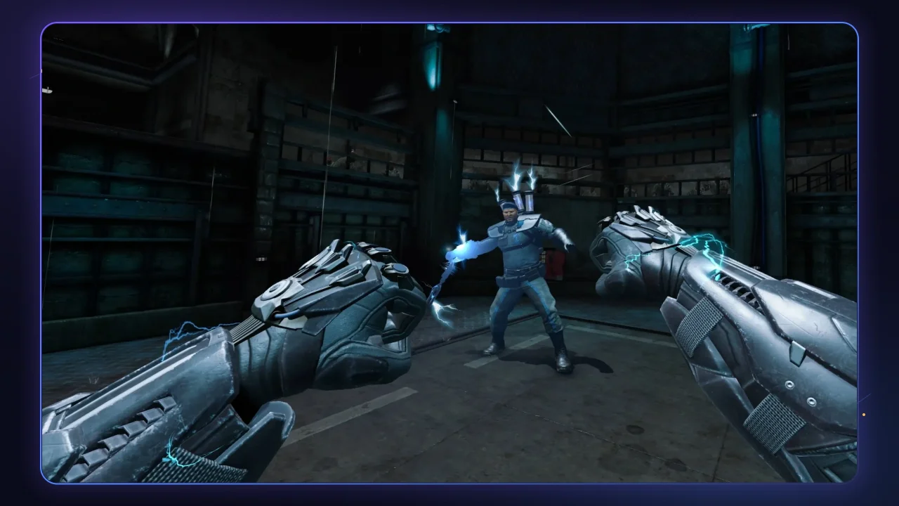 Бэтмен использует гаджет в игре Batman: Arkham Shadow для Meta Quest