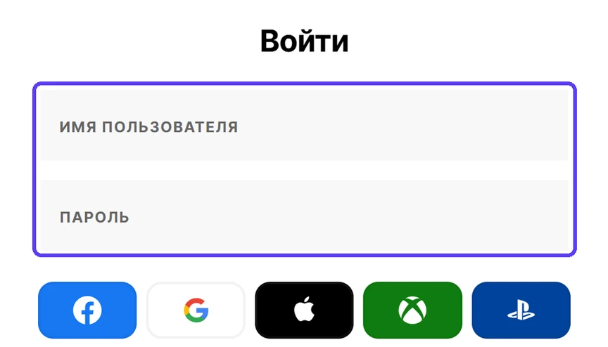 Окно входа Riot: имя пользователя и пароль